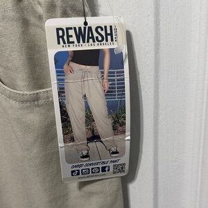 Rewash Linen Blend Convertible Cargo Pants - Light Taupe